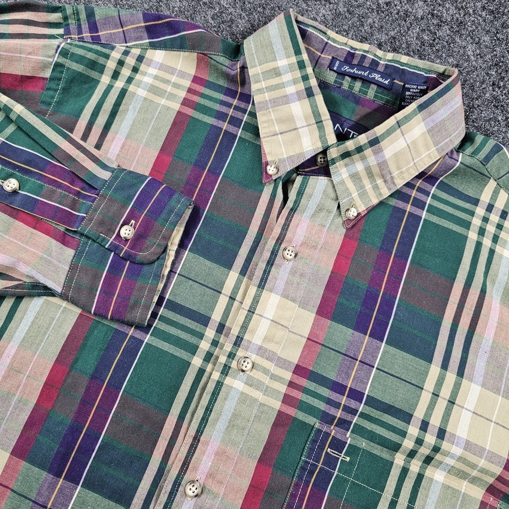 GANT Foxhunt Plaid Men's Large Button Down Shirt Green Purple Preppy Casual - Picture 1 of 5
